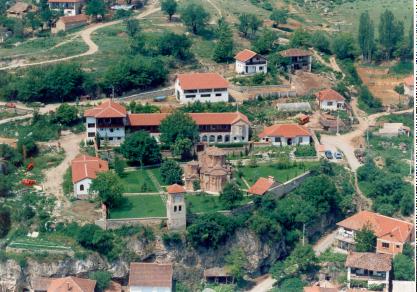 View on the monastery complex from a helicopter